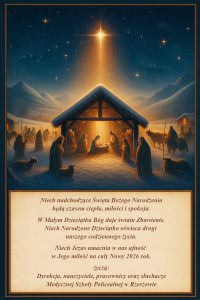 Życzenia Bożonarodzeniowe - na życzeniach szopka, gwiazda betlejemska oraz życzenia